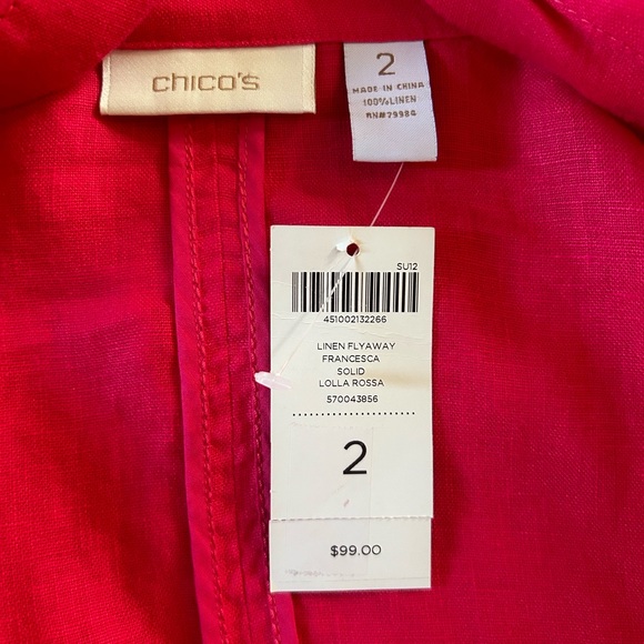 Chico's Women's NWT Linen Flyaway Francesca Jacket Size 2 USA SZ Large … - Picture 4 of 16